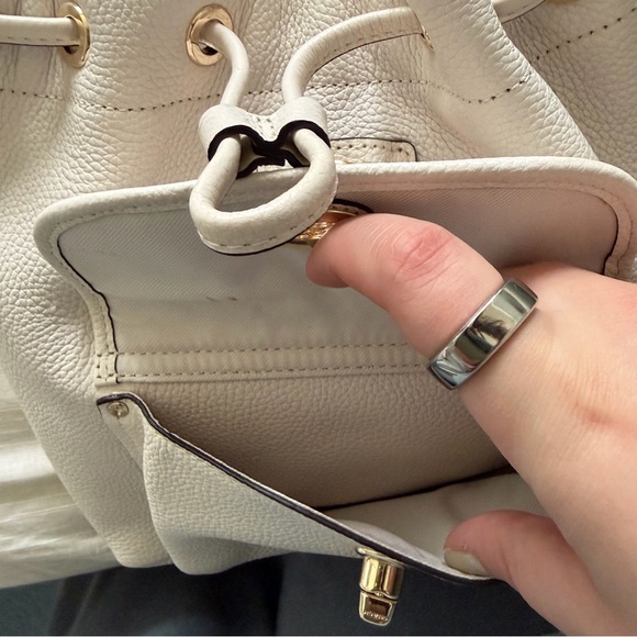 Coach White Pebbled Leather Backpack with Gold Hardware - Picture 8 of 11